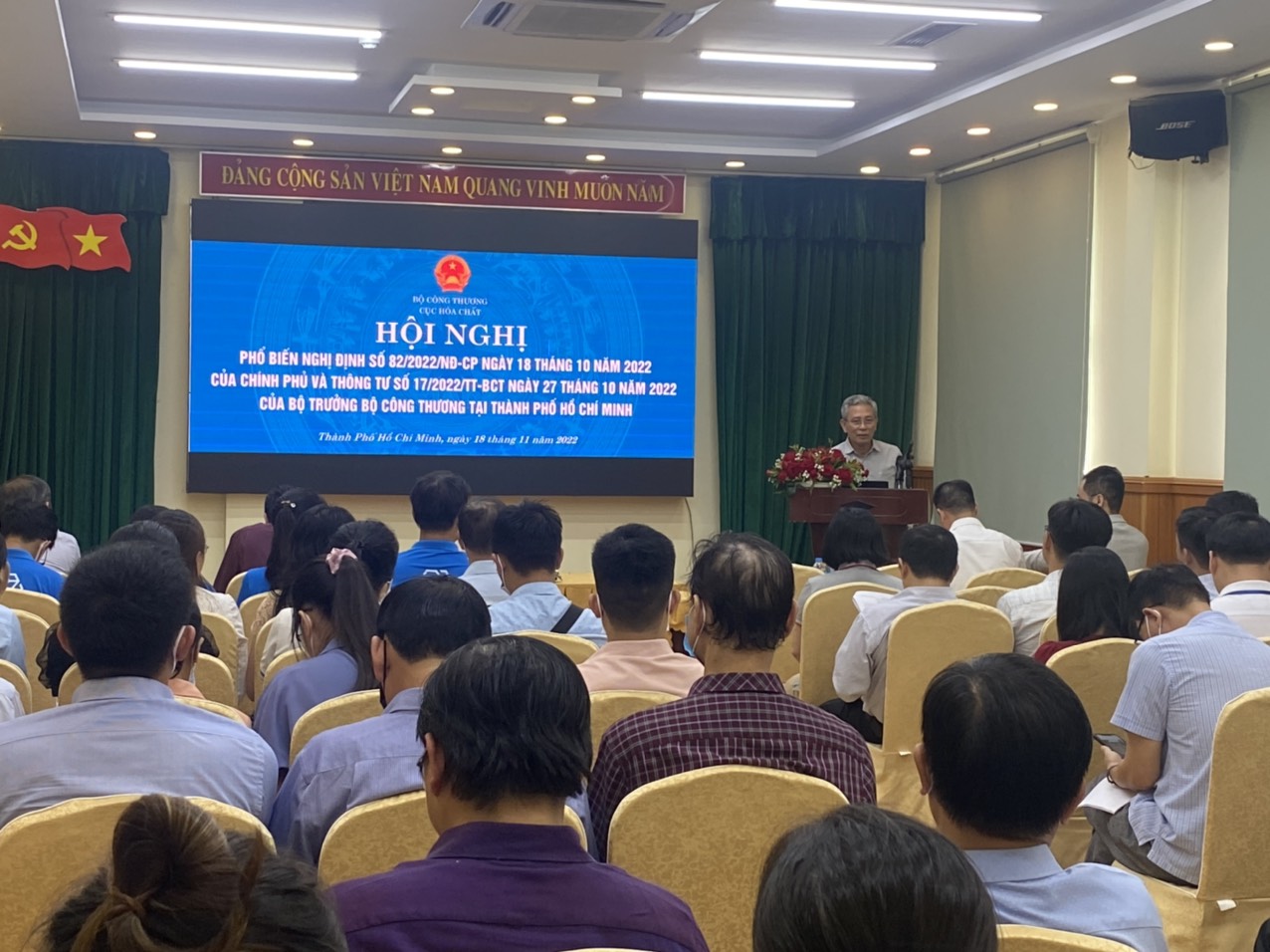 Ông Nguyễn Văn Thanh – Cục trưởng Cục Hóa chất – Bộ Công Thương phát biểu khai mạc Hội nghị